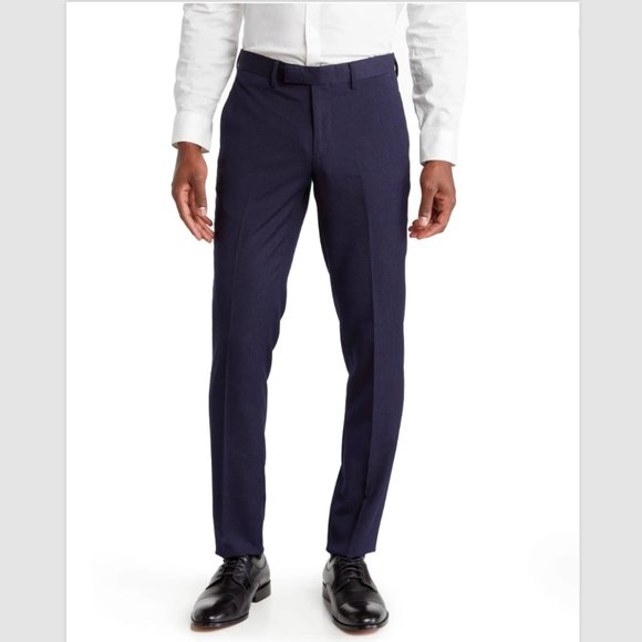 SOUL OF LONDON Mens Dress Pants 35" Inseam Unhemmed Size 34 - Navy Blue NWT - Picture 1 of 3